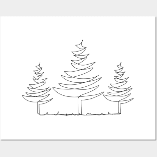 Single line trees Posters and Art